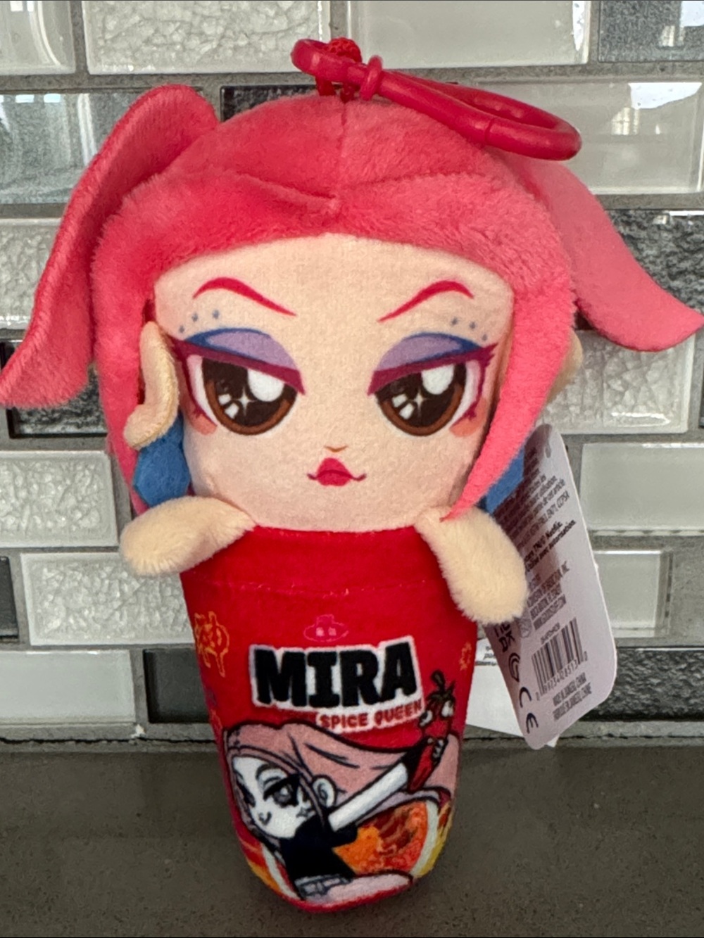 Netflix KPop Demon Hunters MIRA Spice Queen Ramen Noodle Cup Plush Clip On / NEW
